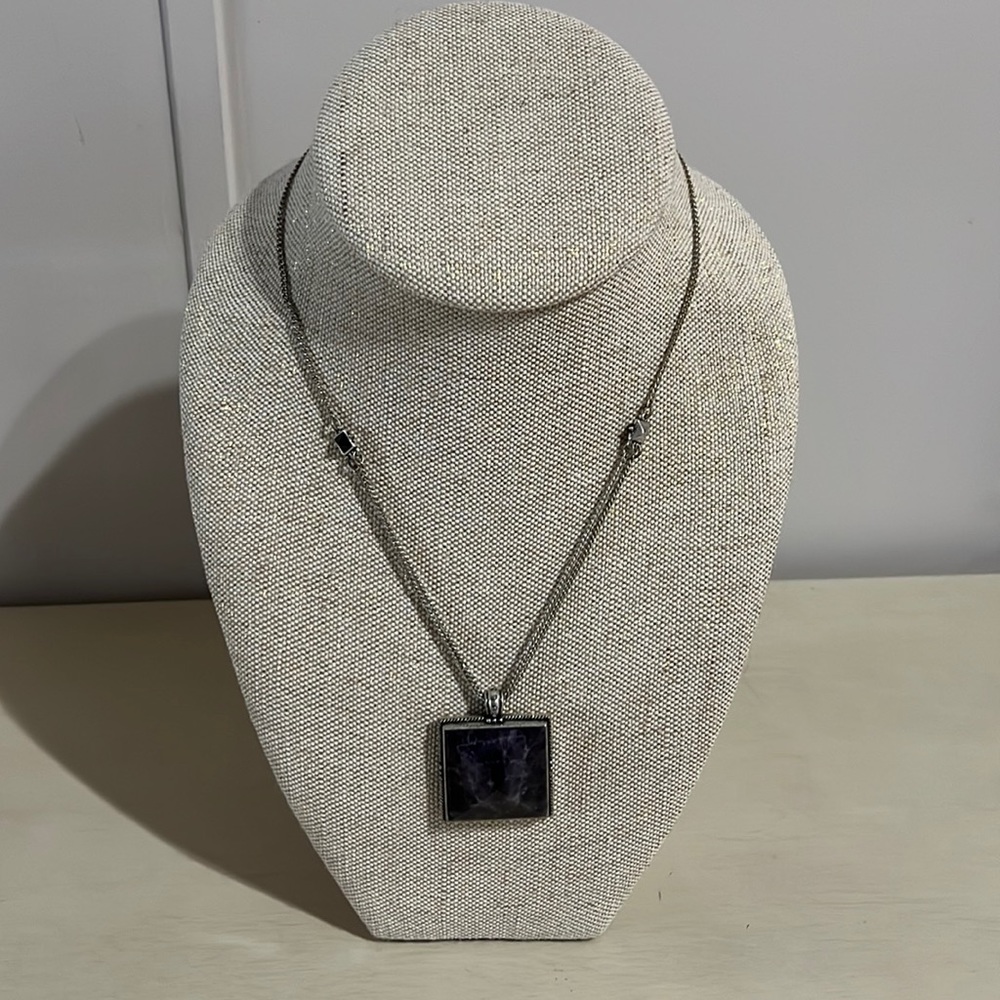 Lucky Brand Silver chain necklace with purple stone - Picture 1 of 9